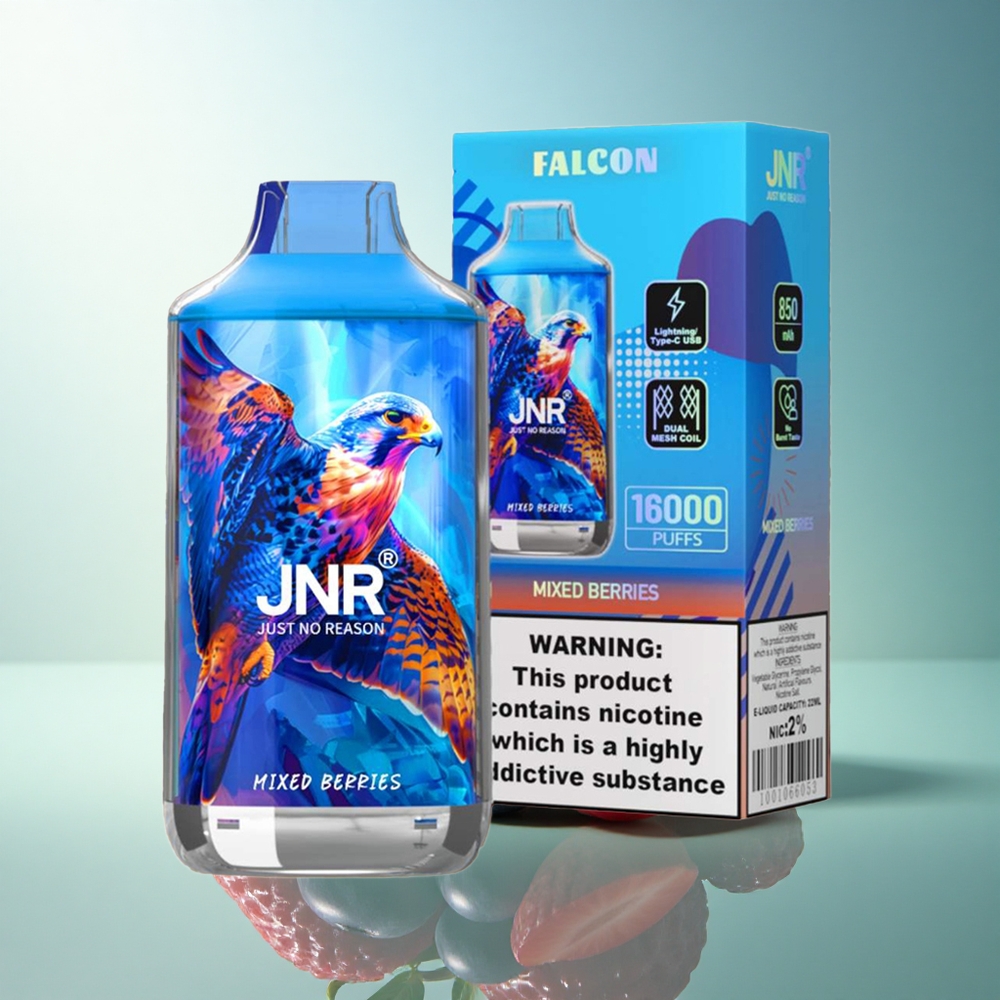 JNR Falcon 16000 Mixed Berries Dual Mesh Coil 22ml Type C LED Display