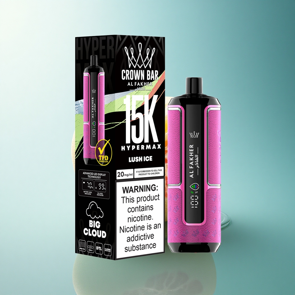 Al Fakher Crown Bar 15K Hypermax Lush Ice Compact 600mAh 22ml DTL 6mg Nicotine
