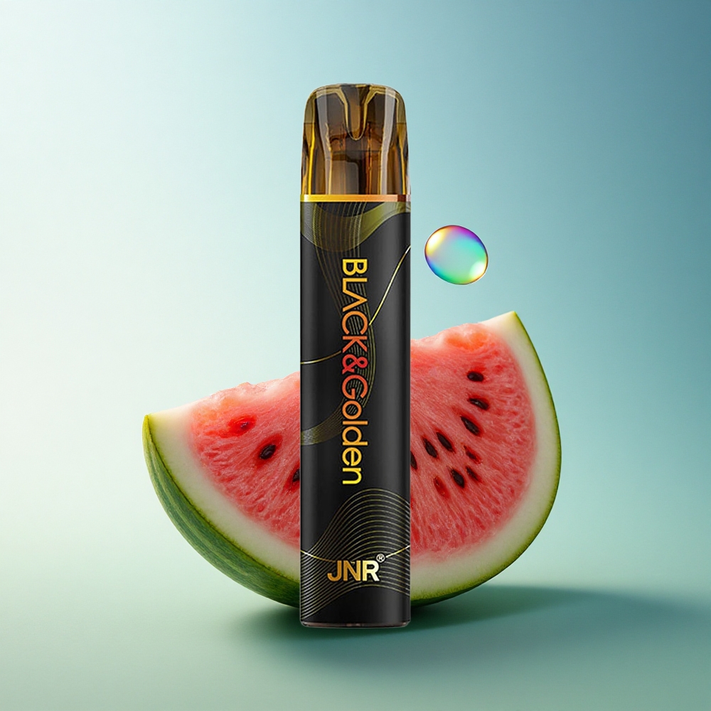 JNR Black&Golden 600+200 Watermelon Bubble Gum Disposable Vape 550mAh 2ml Nicotine 2%