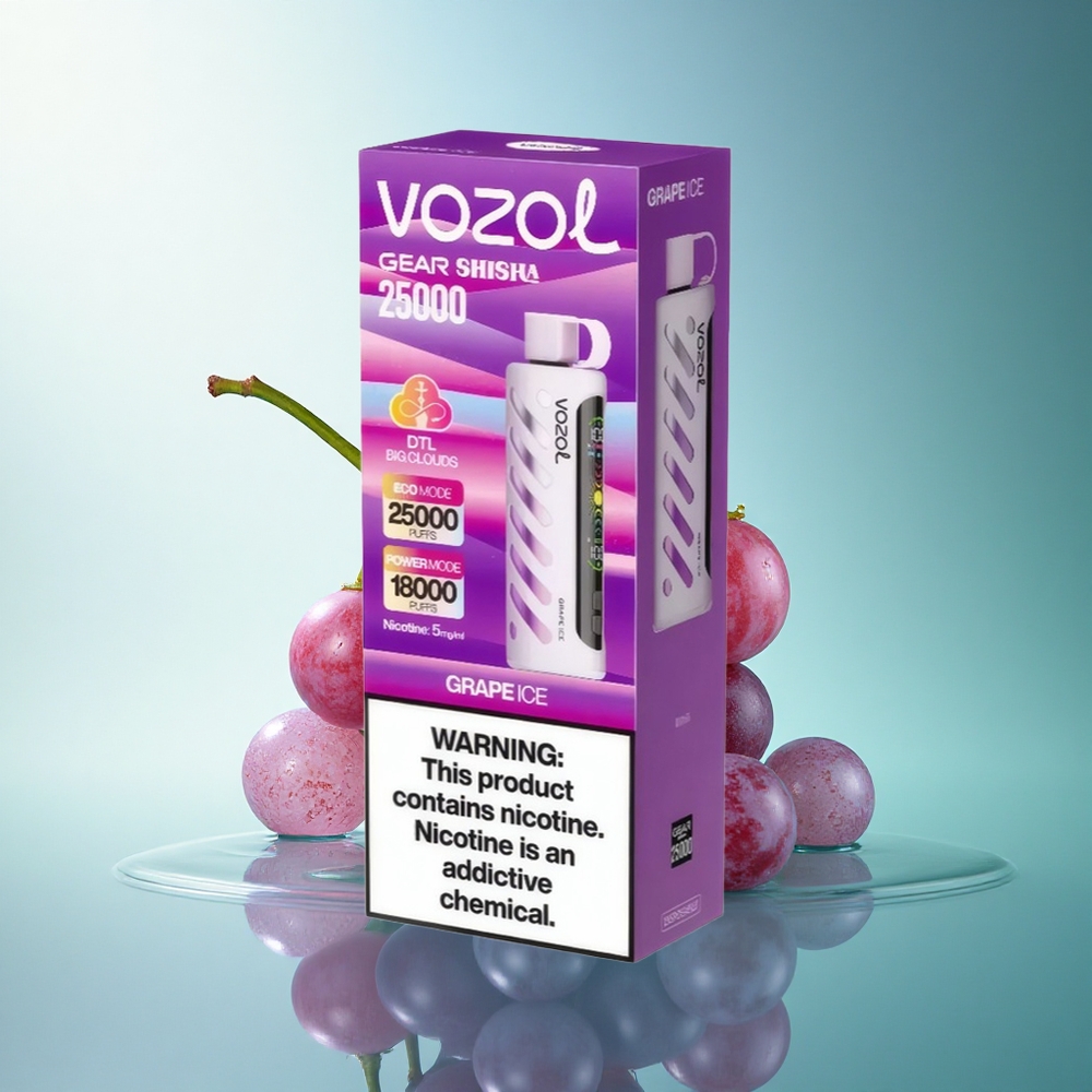 VOZOL Gear Shisha 25000 Puffs Grape Ice Dual Mesh 5mg Nicotine