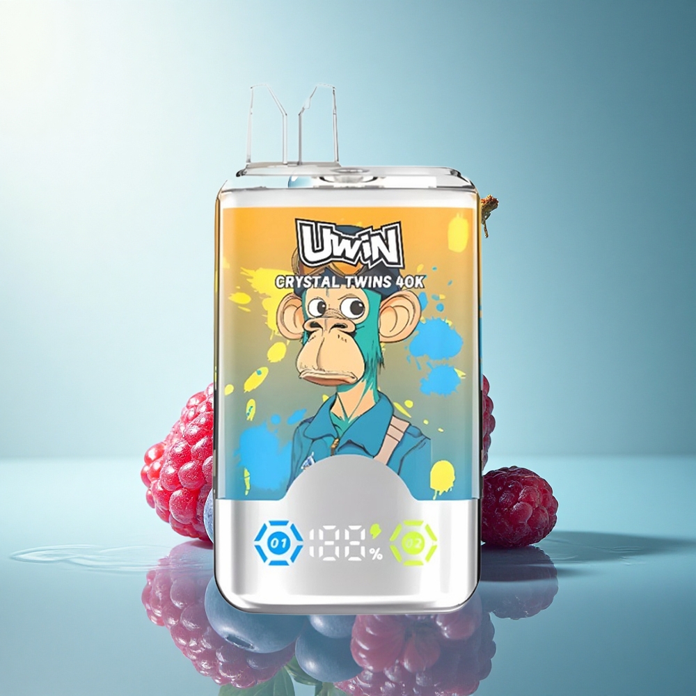 Uwin Crystal Twins 40000 Puffs Blueberry Raspberry Cherry Ice Dual Flavor 850mAh