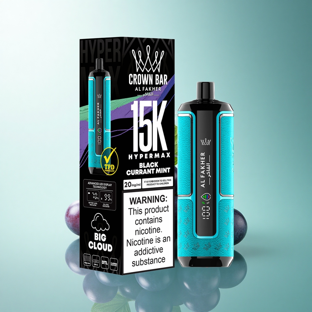 Al Fakher Crown Bar 15K Hypermax Blackcurrant Mint 600mAh 22ml 6mg Nicotine