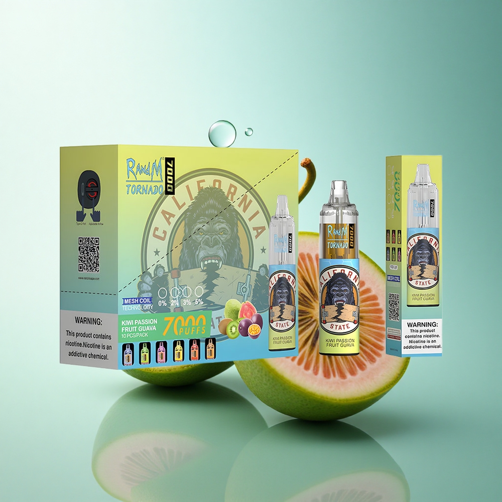 RandM Fumot Tornado 7000 Puffs Kiwi Passion Fruit Guava Mesh Coil 5% Nicotine