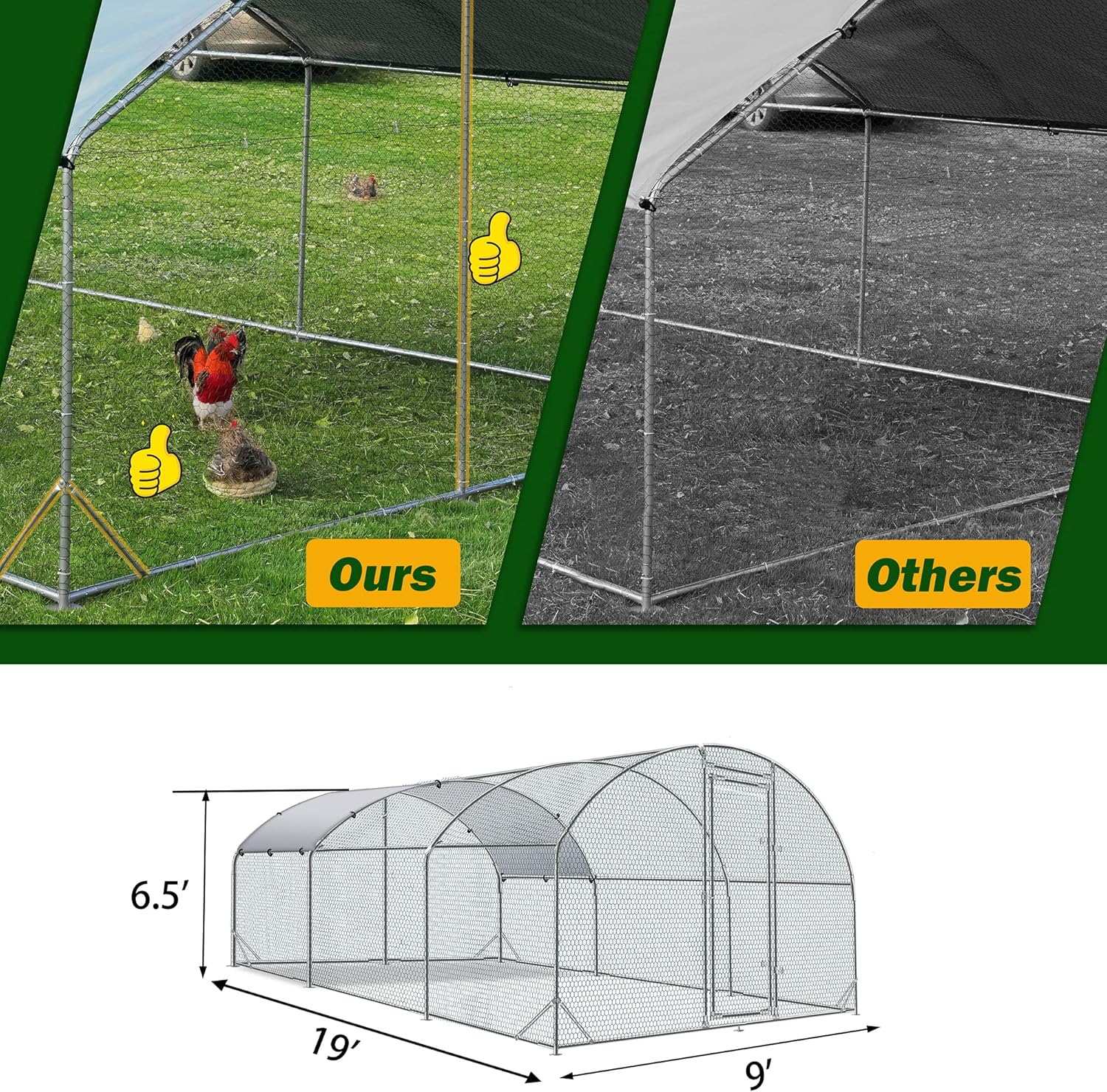 Alternative view of Betterhood Large Metal Chicken Coop Upgrade Tri-Supporting Wire Mesh Chicken Run