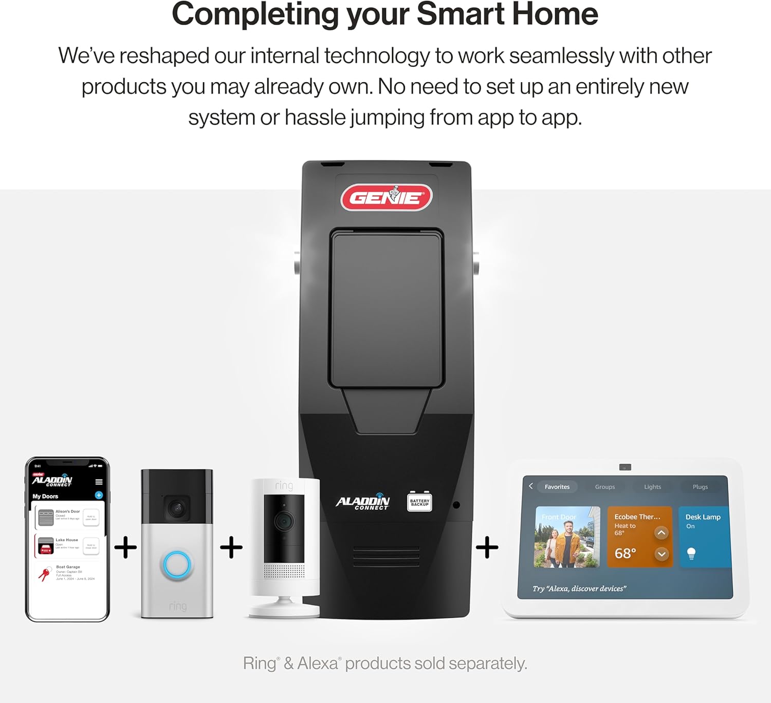 Alternative view of Genie Wall Mount Smart Garage Door Opener, DC Motor