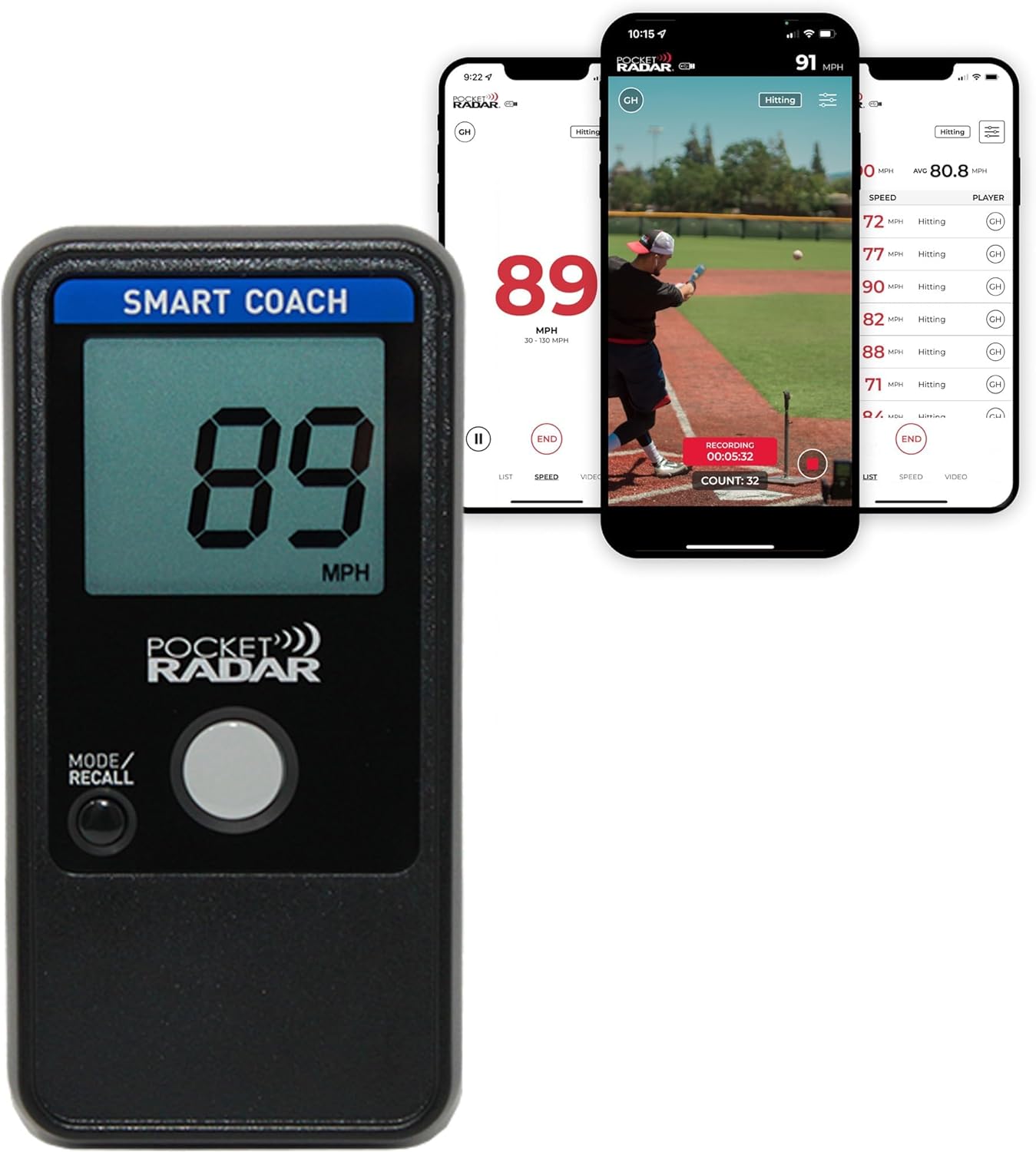 Alternative view of Pocket Radar Smart Coach Speed Gun for Baseball Hockey Softball