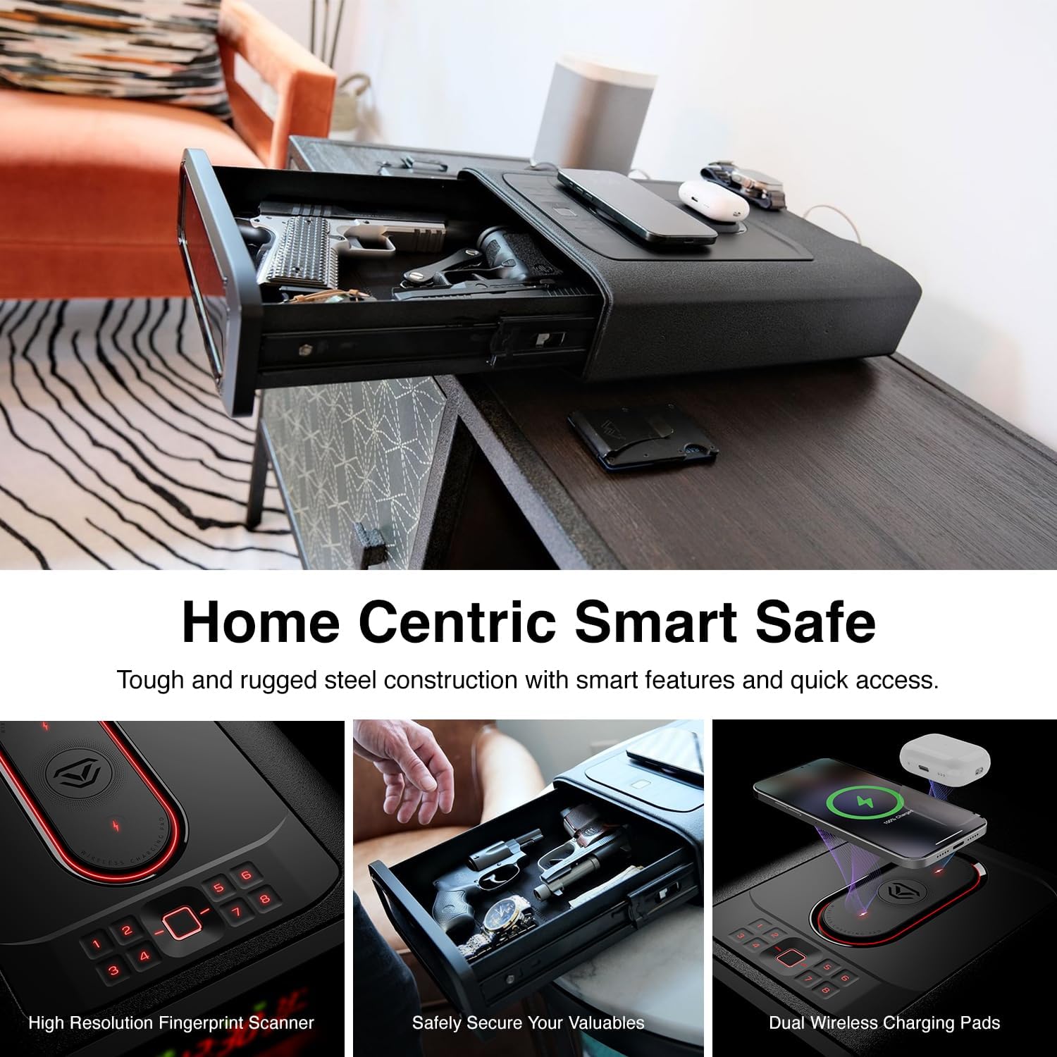 Alternative view of VAULTEK DS5i Smart Station Biometric Smart Safe with Dual Wireless Phone Charger + Auto Open Drawer