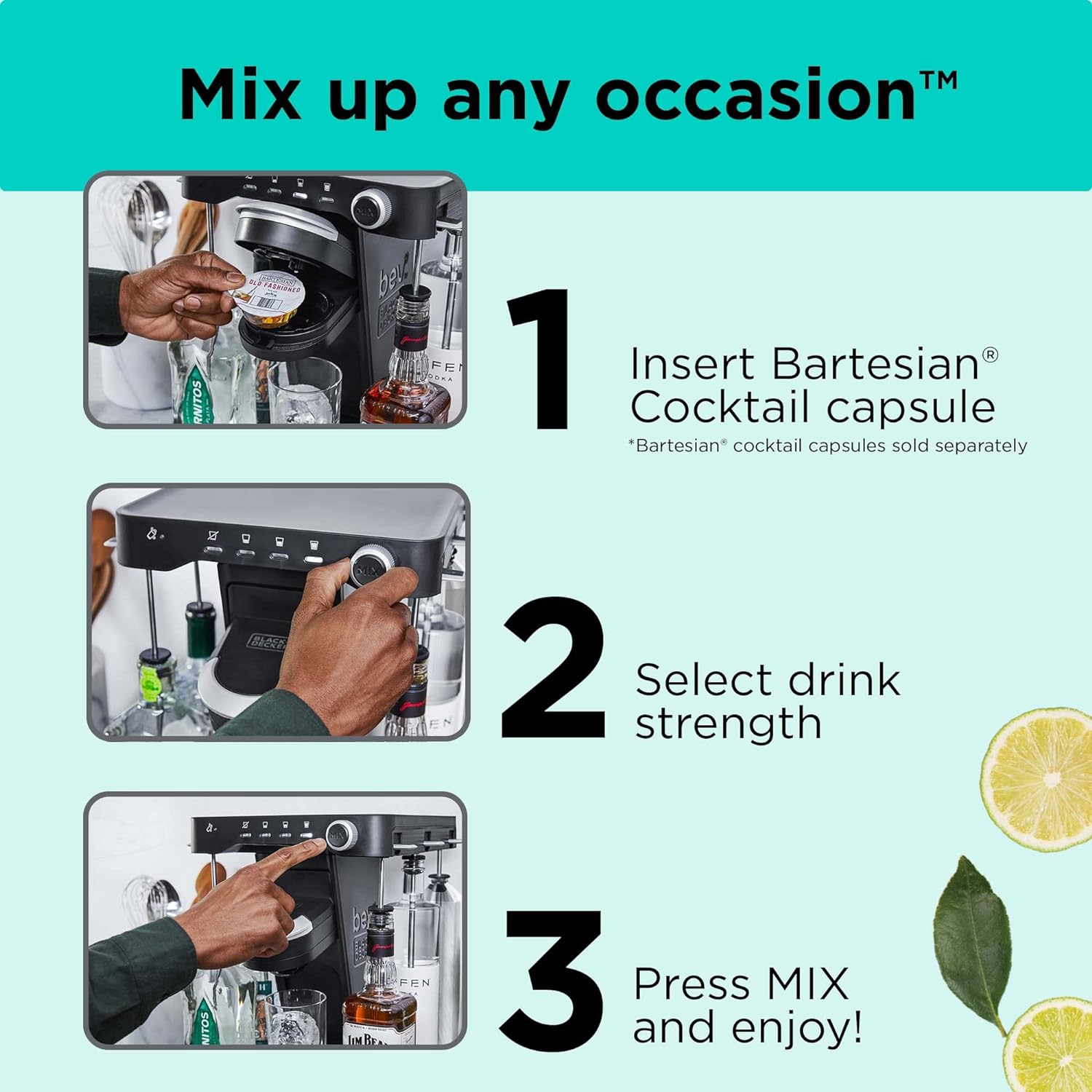 Alternative view of bev by BLACK+DECKER Cocktail Maker Machine and Drink Maker for Bartesian capsules