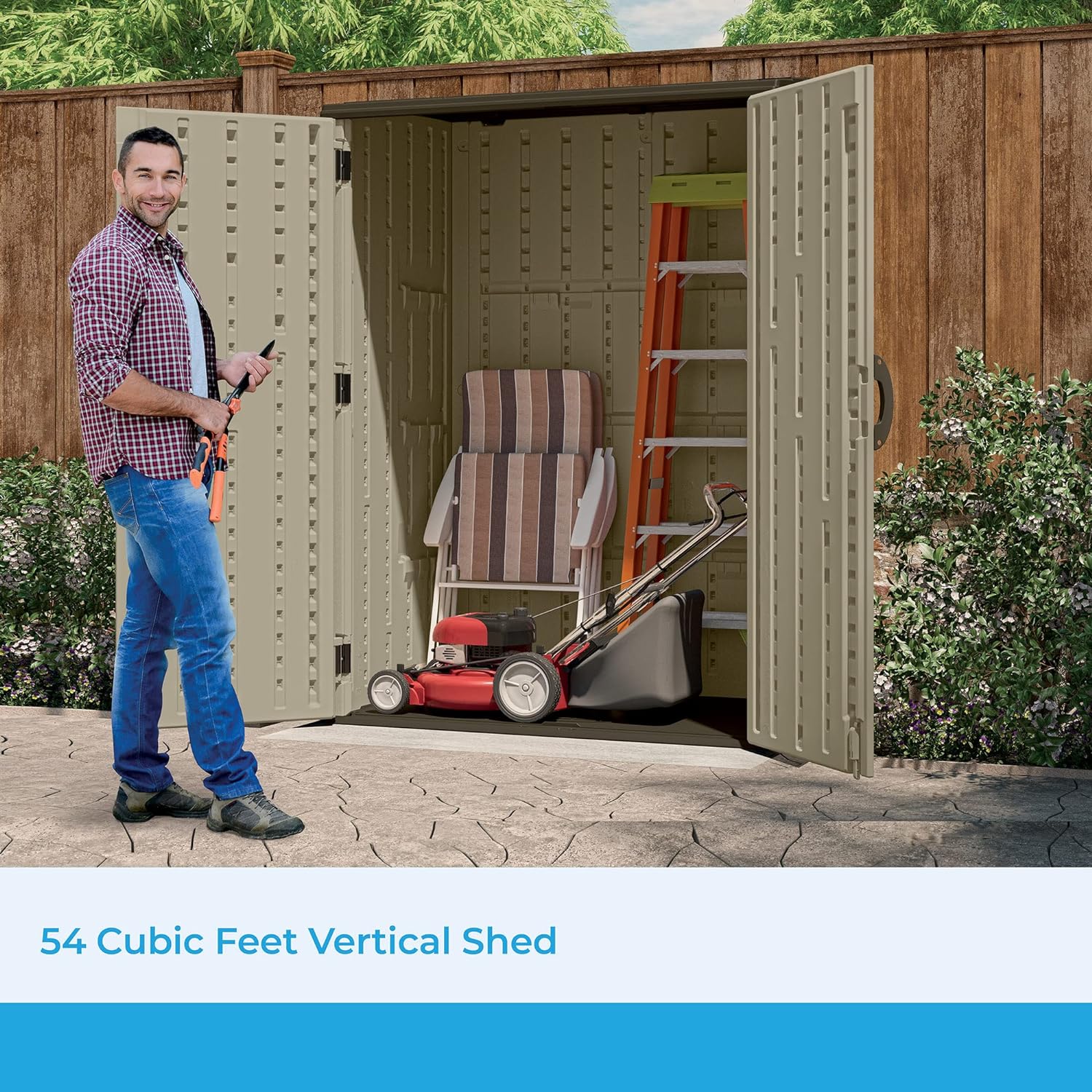 Alternative view of Suncast 54 Cubic Feet Vertical Storage Shed with Durable Plastic Construction