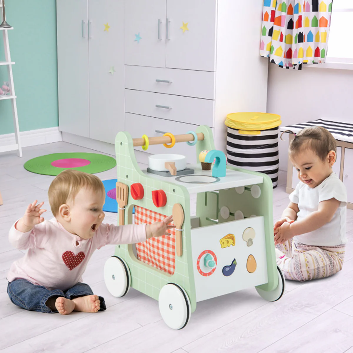 6-in-1 Wooden Push Walker Play Kitchen – srpmge
