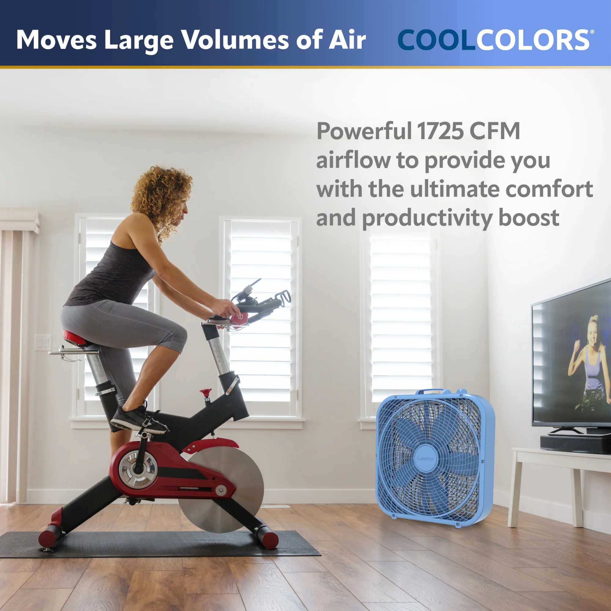Lasko 20″ Cool Colors® Box Fan with 3 Speeds, Blue, B20310 – lskao