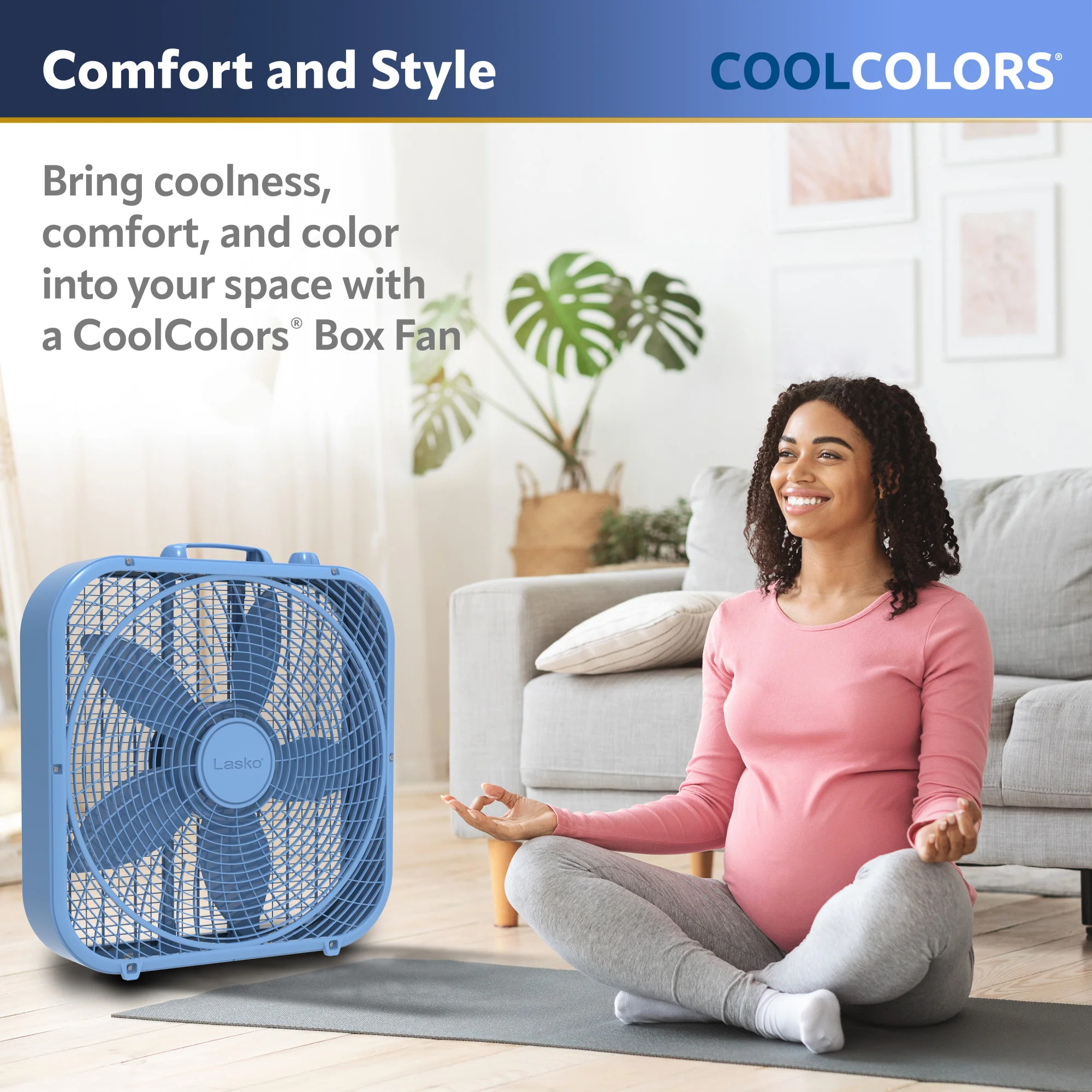 Lasko 20″ Cool Colors® Box Fan with 3 Speeds, Blue, B20310 – lskao