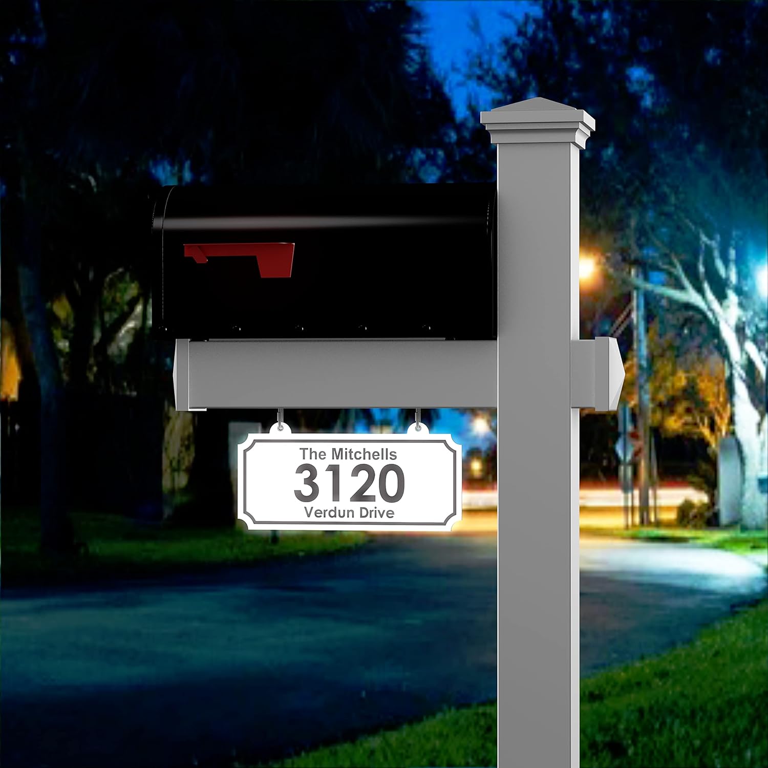 4Ever Vinyl Mailbox Post System with Steel Mailbox Address Plate White ...