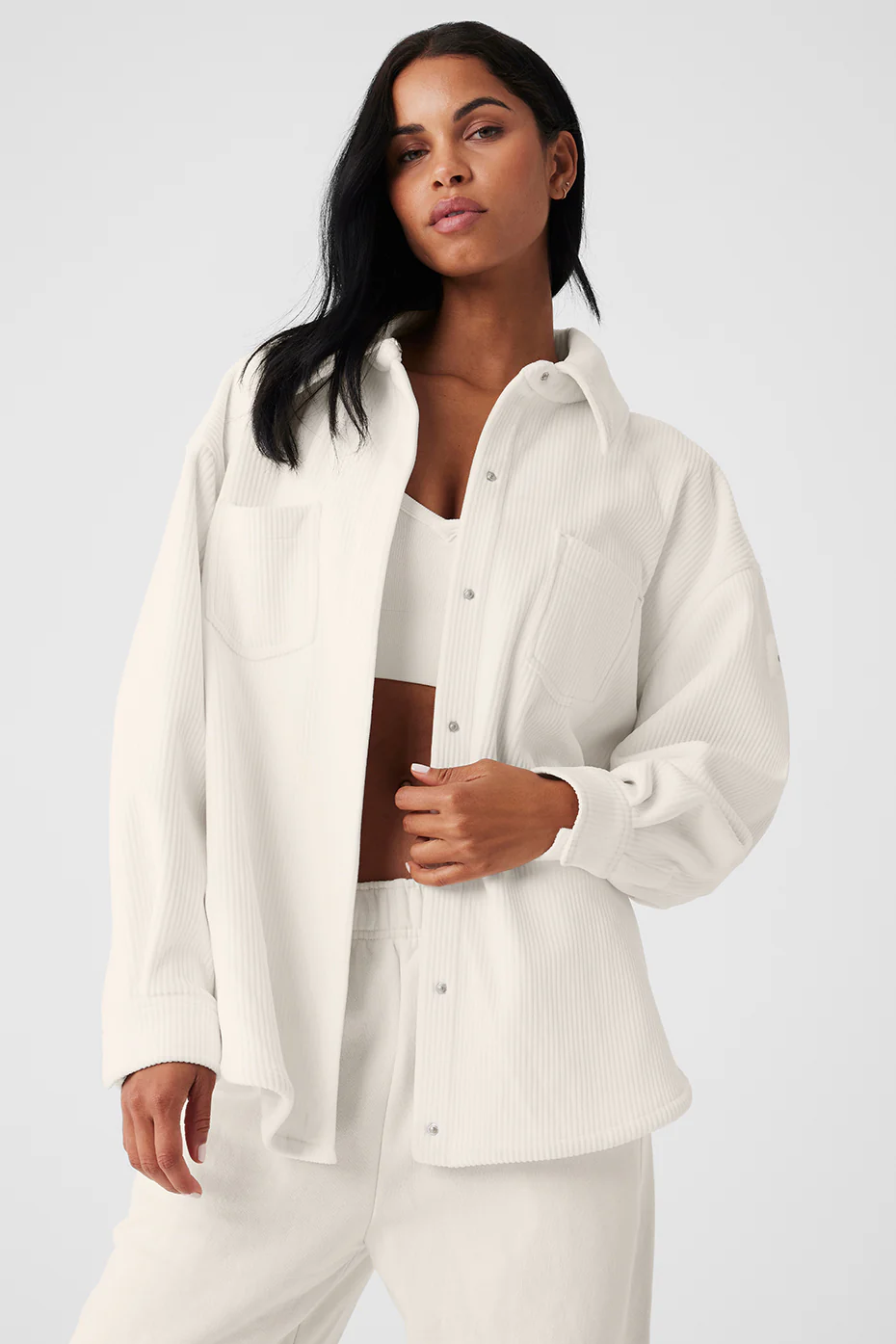 Ivory Shacket Ribbed Velour Mountain Side Shacket – Ivory – alog