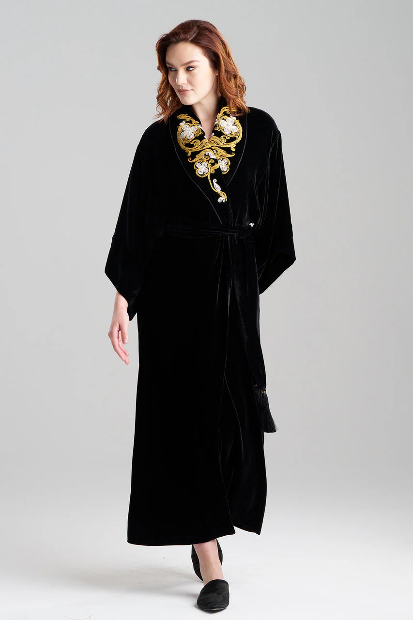 Scroll Robe Velvet Embroidered Shawl Collar Robe – ntari