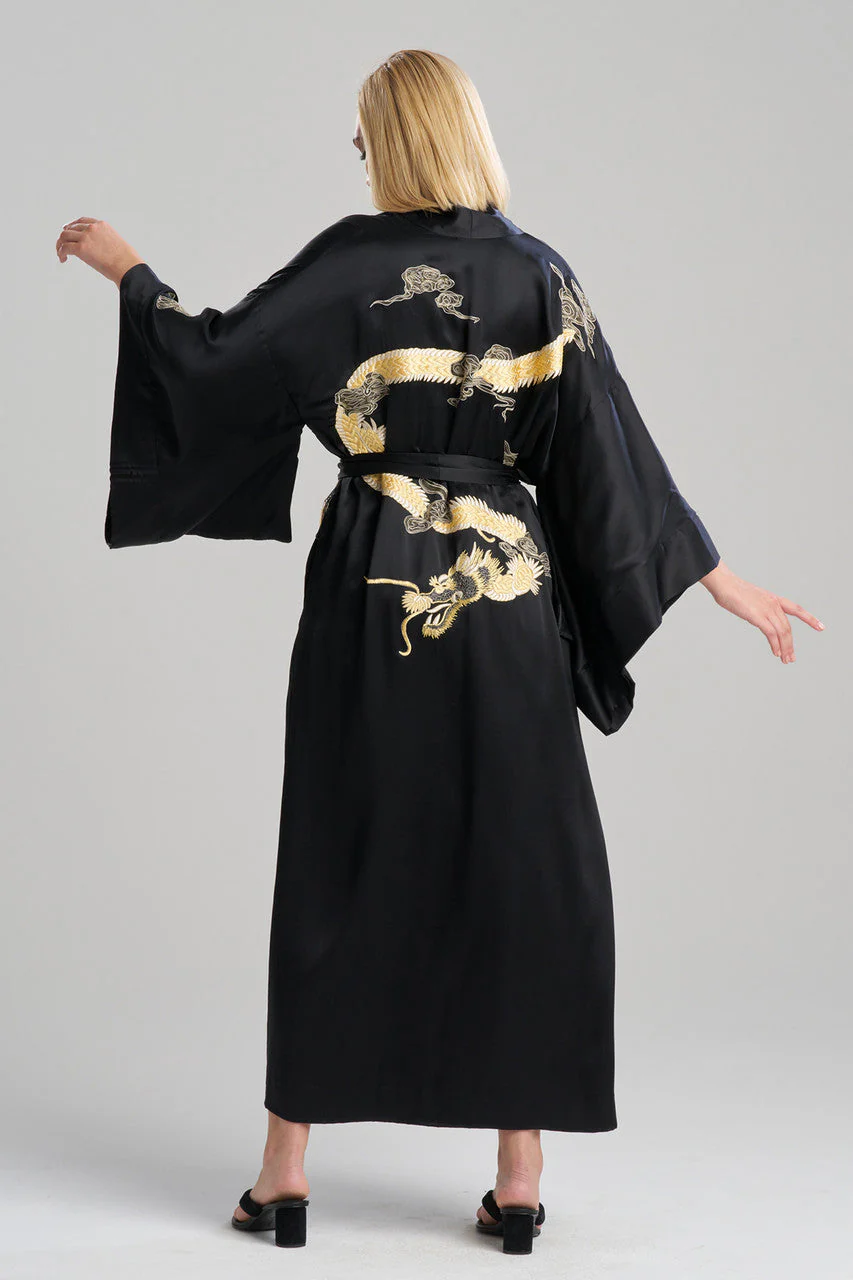 Dragon Theme Robe Couture Lucky Dragon Embroidered Silk Robe – ntari