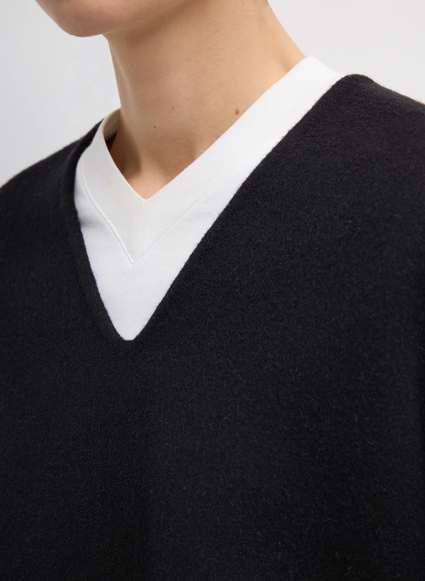 Luxe Double Faced Wool Angora V-Neck Top – tbdia