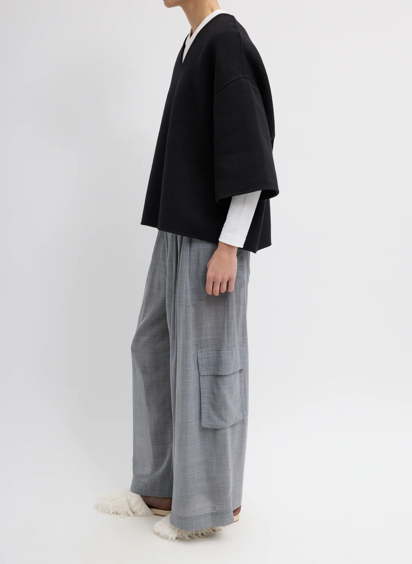 Luxe Double Faced Wool Angora V-Neck Top – tbdia