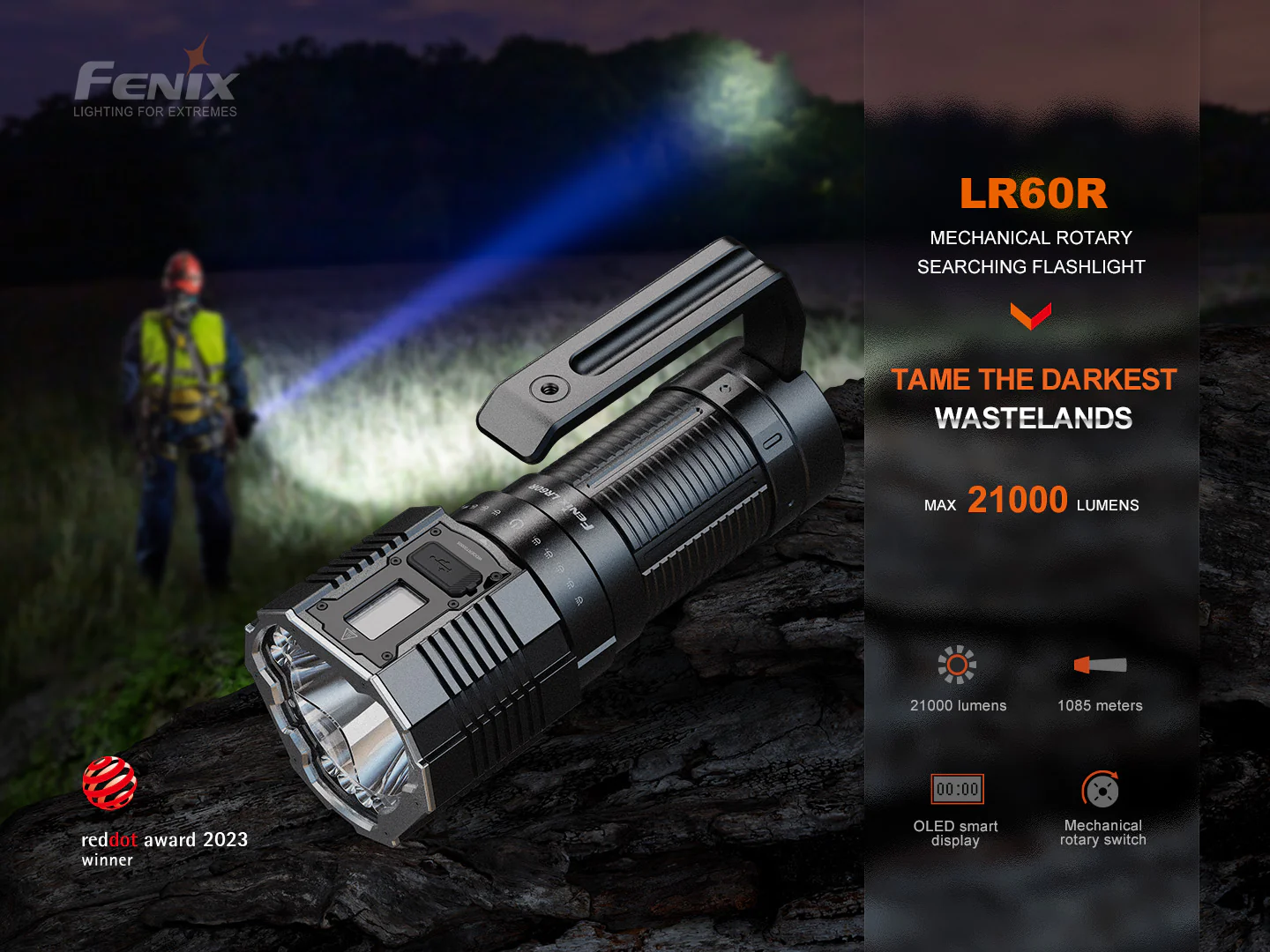 Alternative view of Fenix LR60R Rotary Switch Rechargeable Searchlight - 21000 Lumens