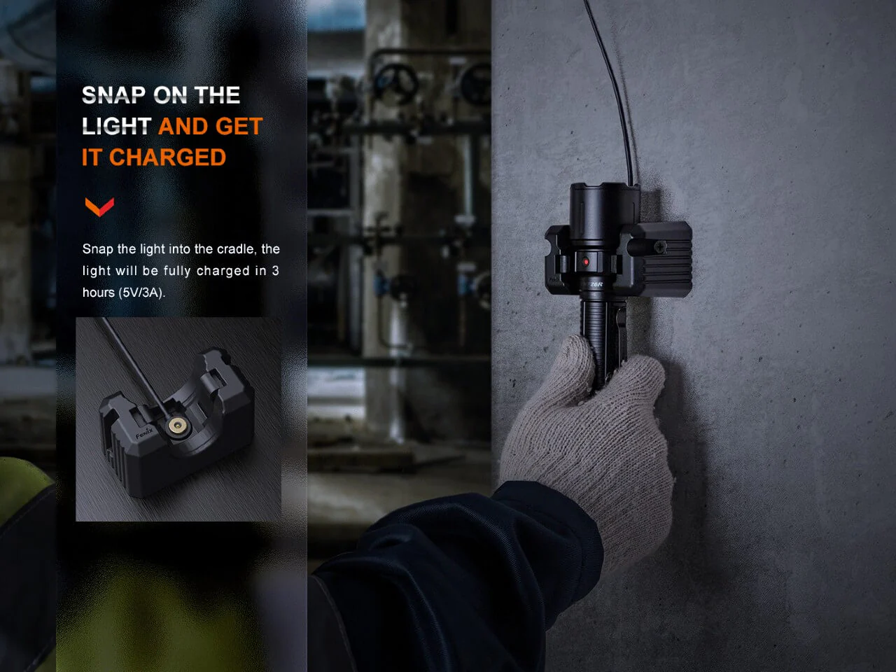 Alternative view of Fenix WF26R Cradle Charging LED Work Flashlight