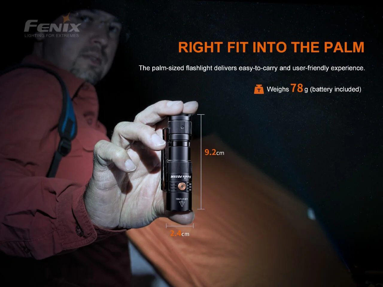 Alternative view of Fenix PD25R Rechargeable LED Flashlight