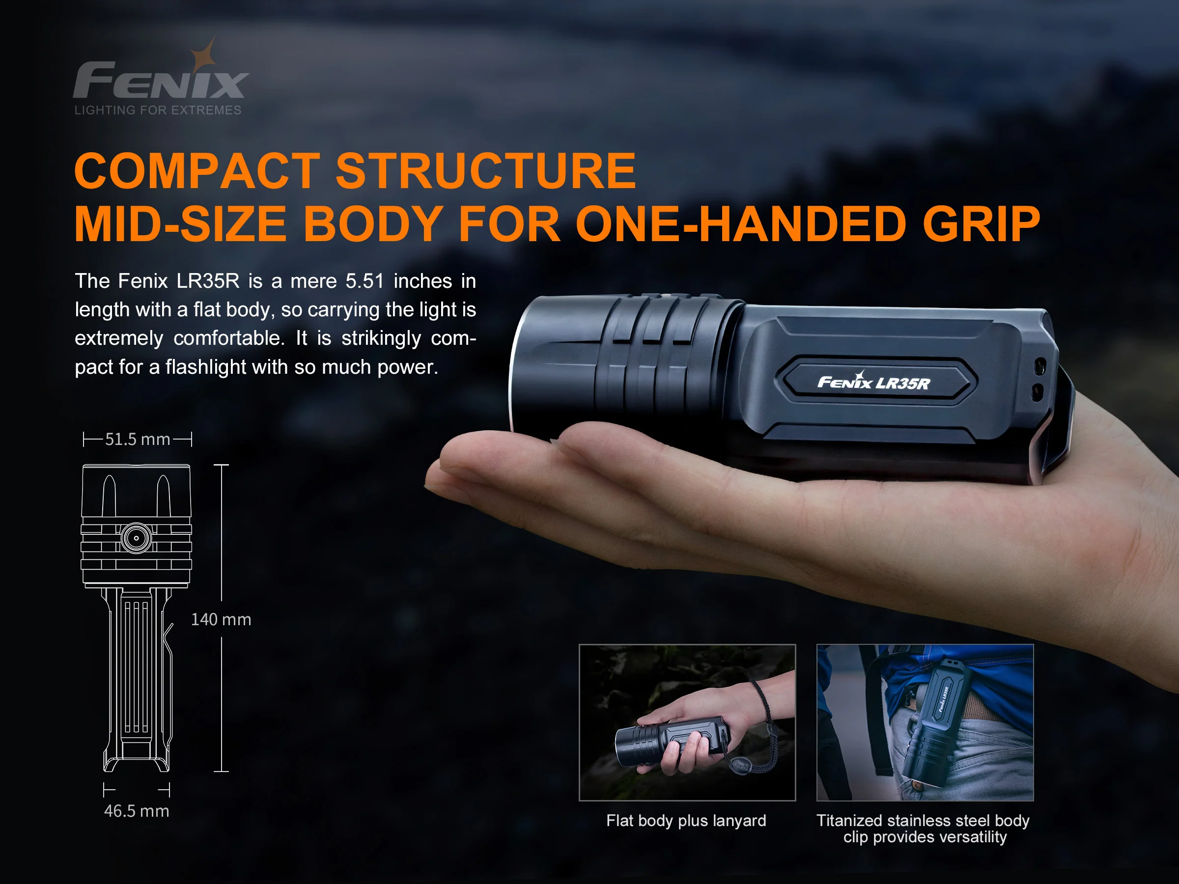 Alternative view of Fenix LR35R Rechargeable LED Flashlight - 10,000 Lumens