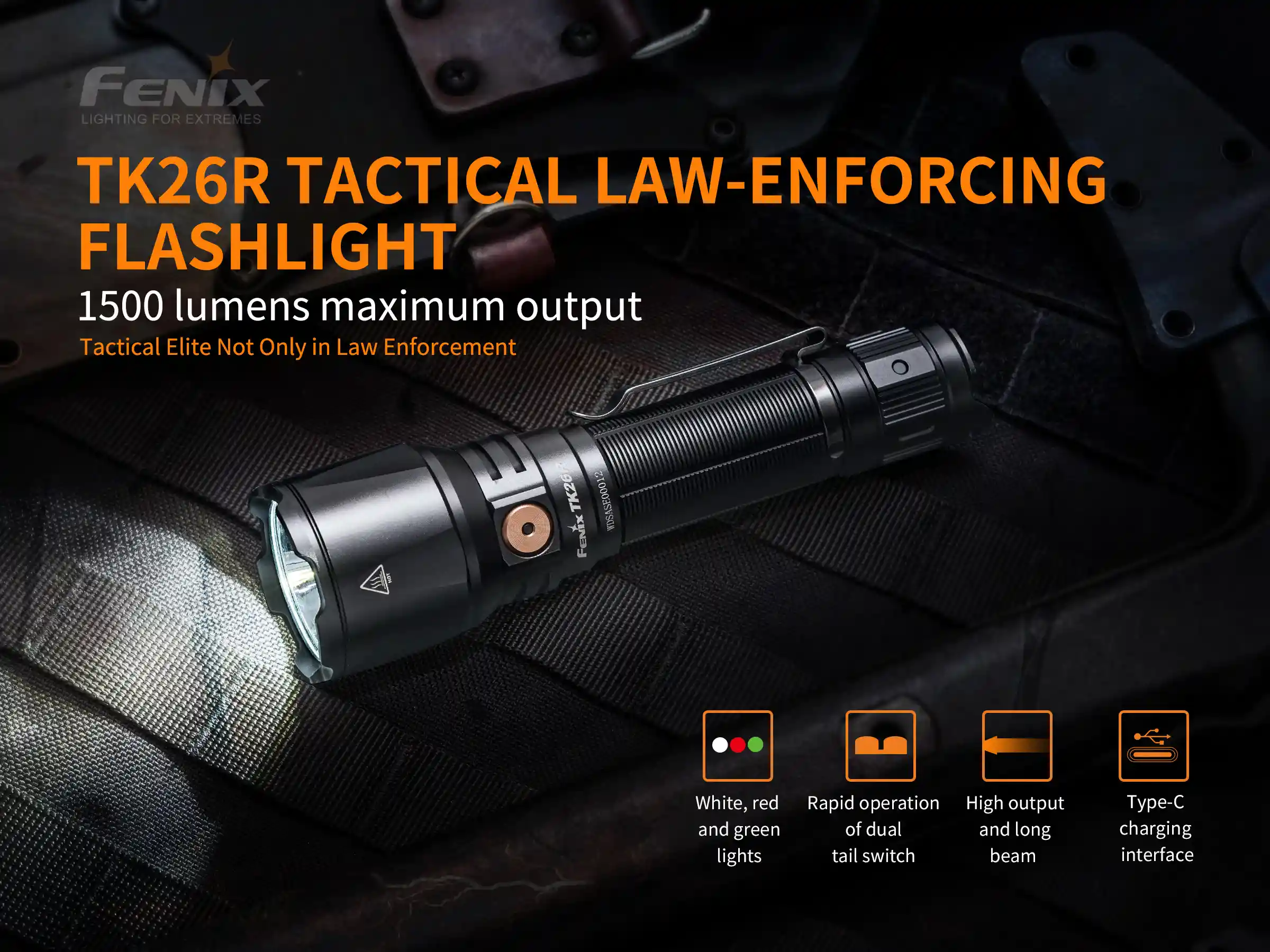 Alternative view of Fenix TK26R Tactical LED Flashlight - 1500 Lumens