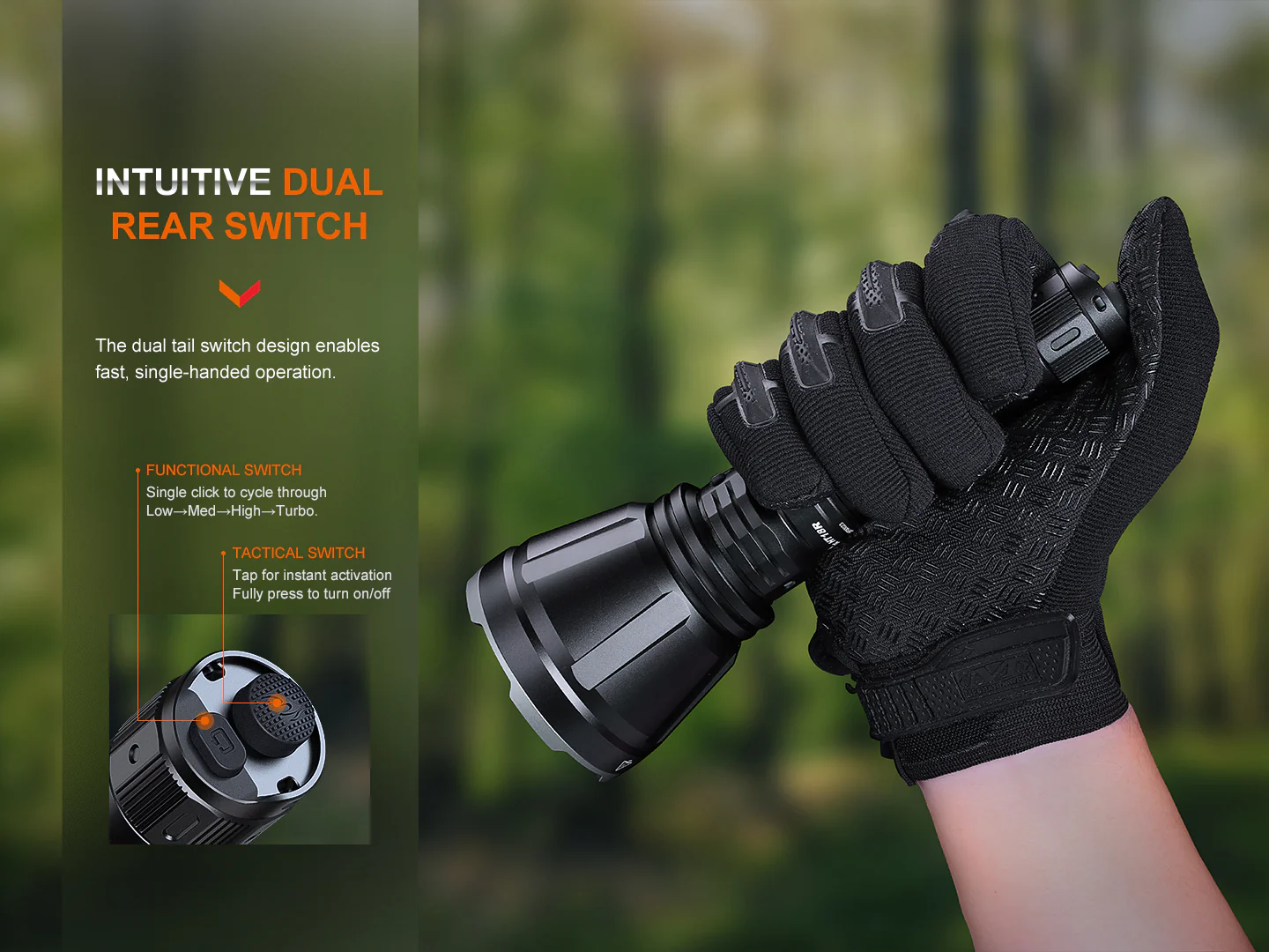 Alternative view of Fenix HT18R Rechargeable LED Hunting Light