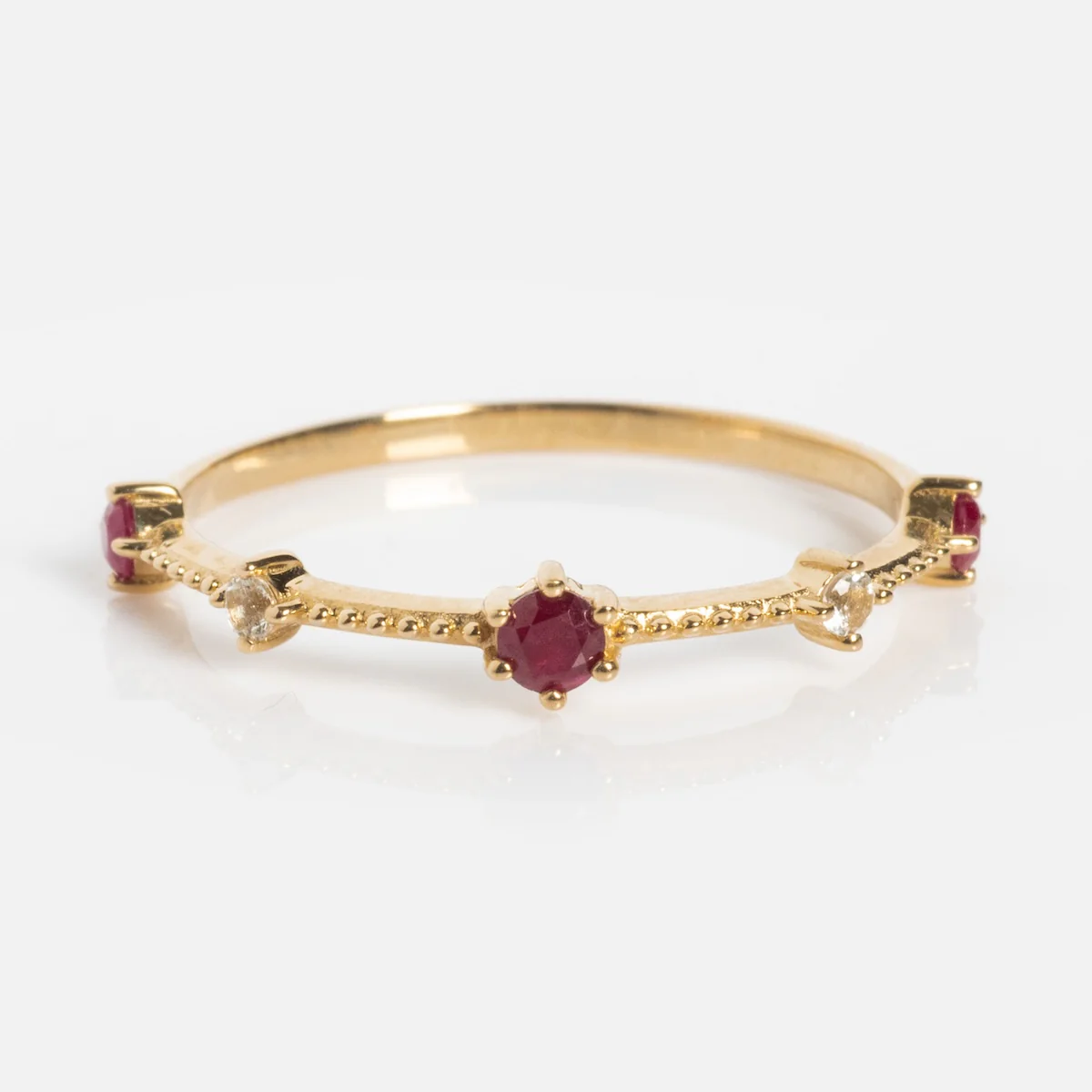 Solid Gold 2025 July Capsule Delicate Ruby Stacking Ring – lcaecti