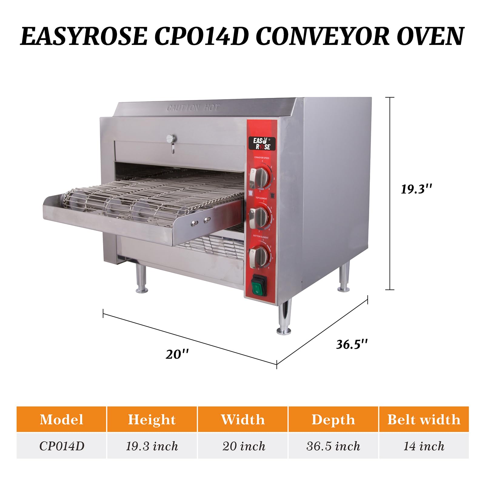 EasyRose Countertop Pizza Commercial Conveyor Oven with 10.5″ Belt - 120V 1700W