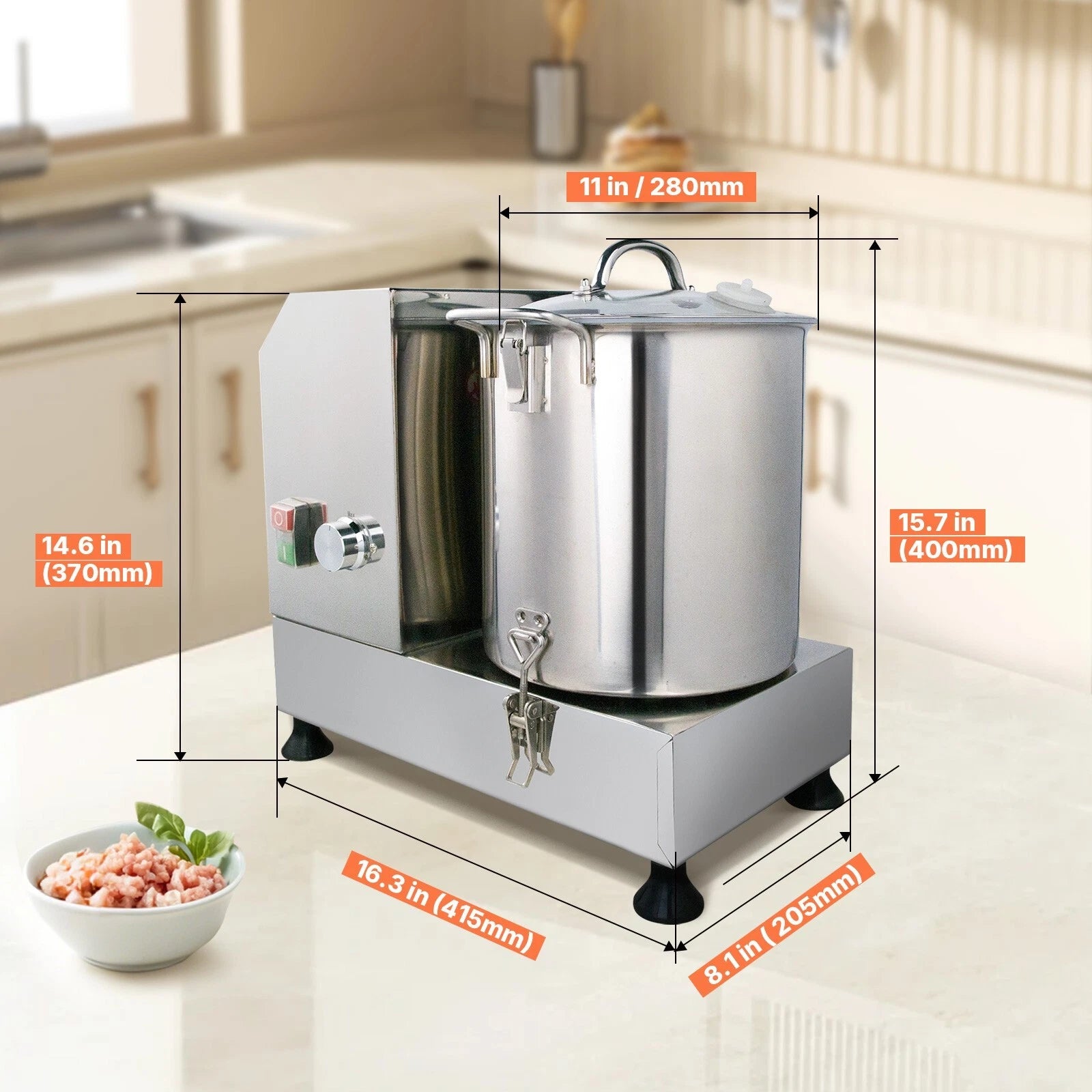 Hakka Commercial Food Processor 6L Electric Food Chopper 1200W Heavy Duty Vegetable Chopper Perfect for Meat Fruits Grains Ginger Garlic