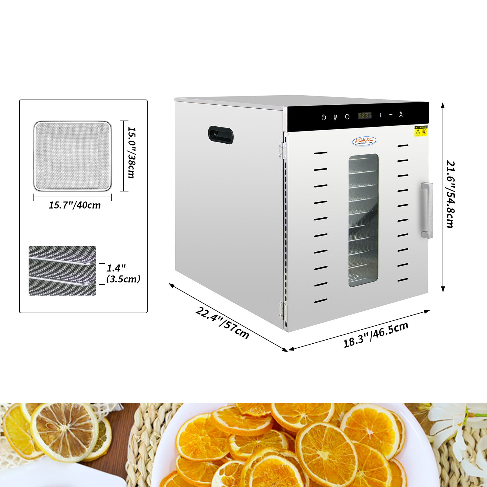 Hakka Commercial 12 Tray Food Dehydrator Electric Meat Fruit Jerky Dryer Machine, 1500W