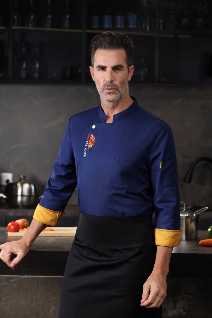 Long-Sleeve Hotel Chef Uniforms, Breathable Catering Workwear for Men & Women, Logo Customizable