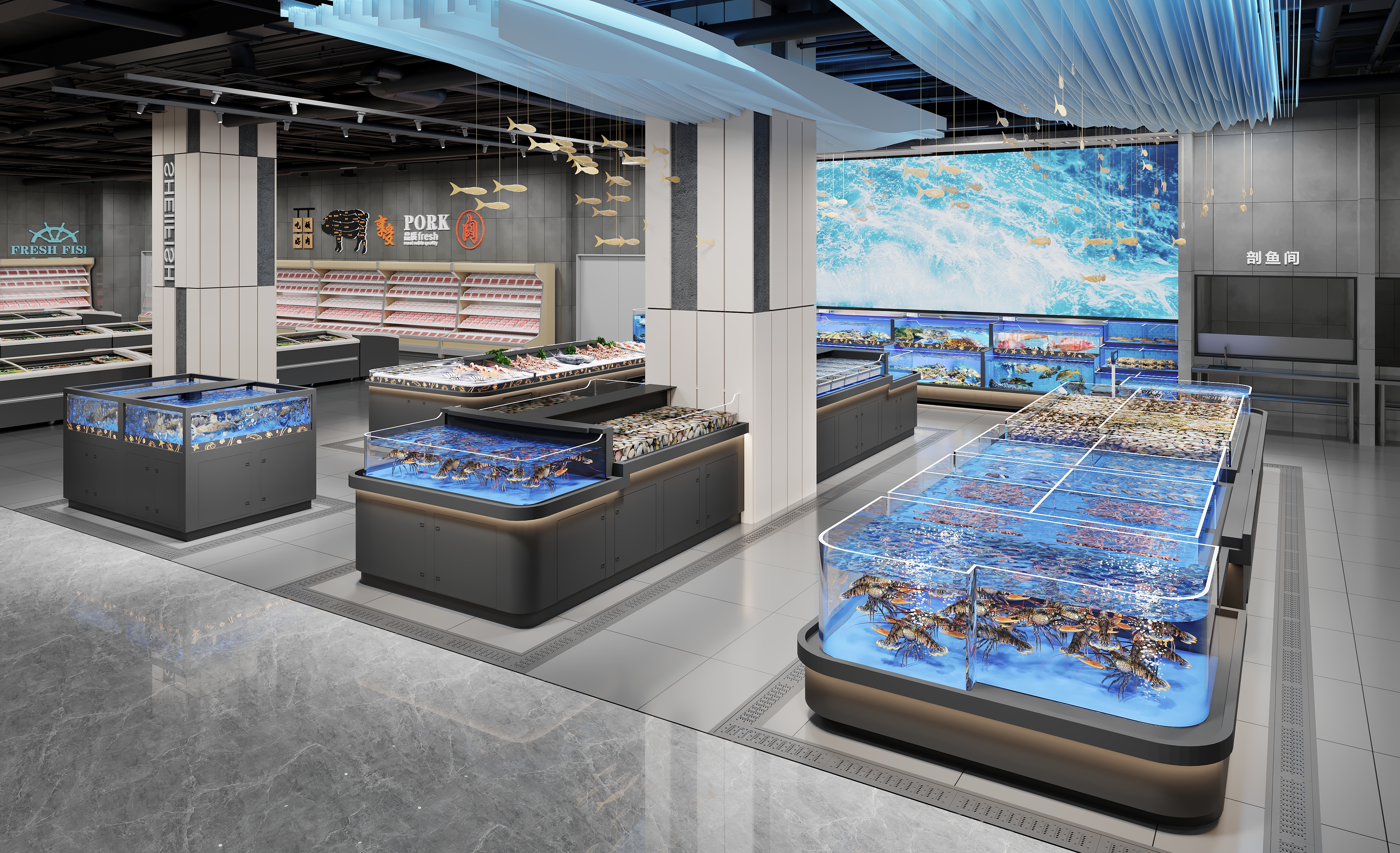 Supermarket  3D Interior Rendering & Full House Design Service by Independent Interior Designers