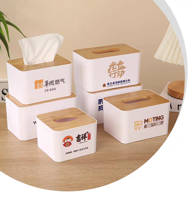 Custom Logo Tissue Box - Plastic Commercial Gift Dispenser for Restaurant Hotel Enterprise