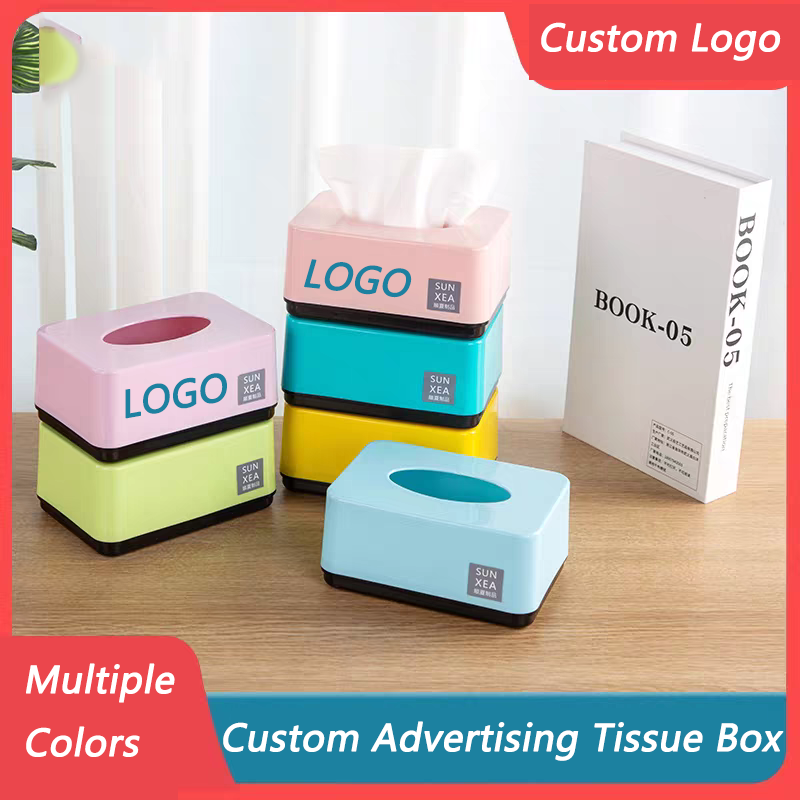 Custom Logo Tissue Box - Plastic Commercial Gift Dispenser for Restaurant Hotel Enterprise