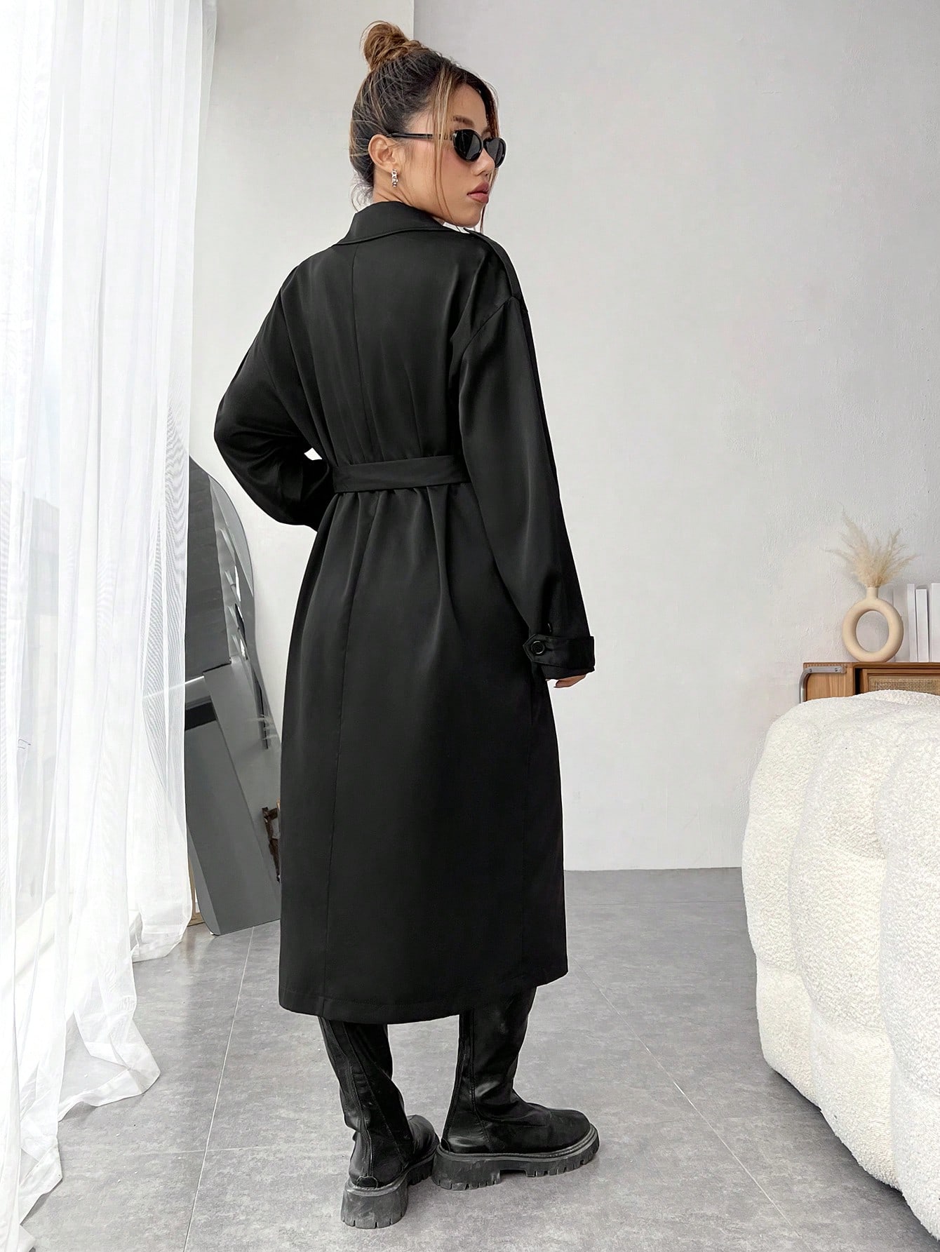 Double Breasted Belted Trench Coat - Online Store