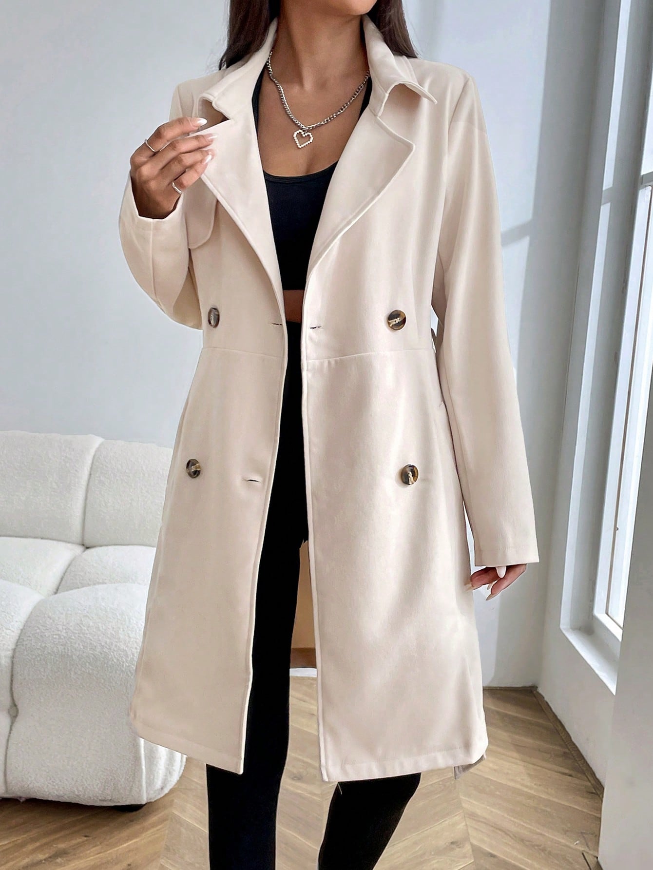 Double Breasted Belted Trench Coat - Online Store