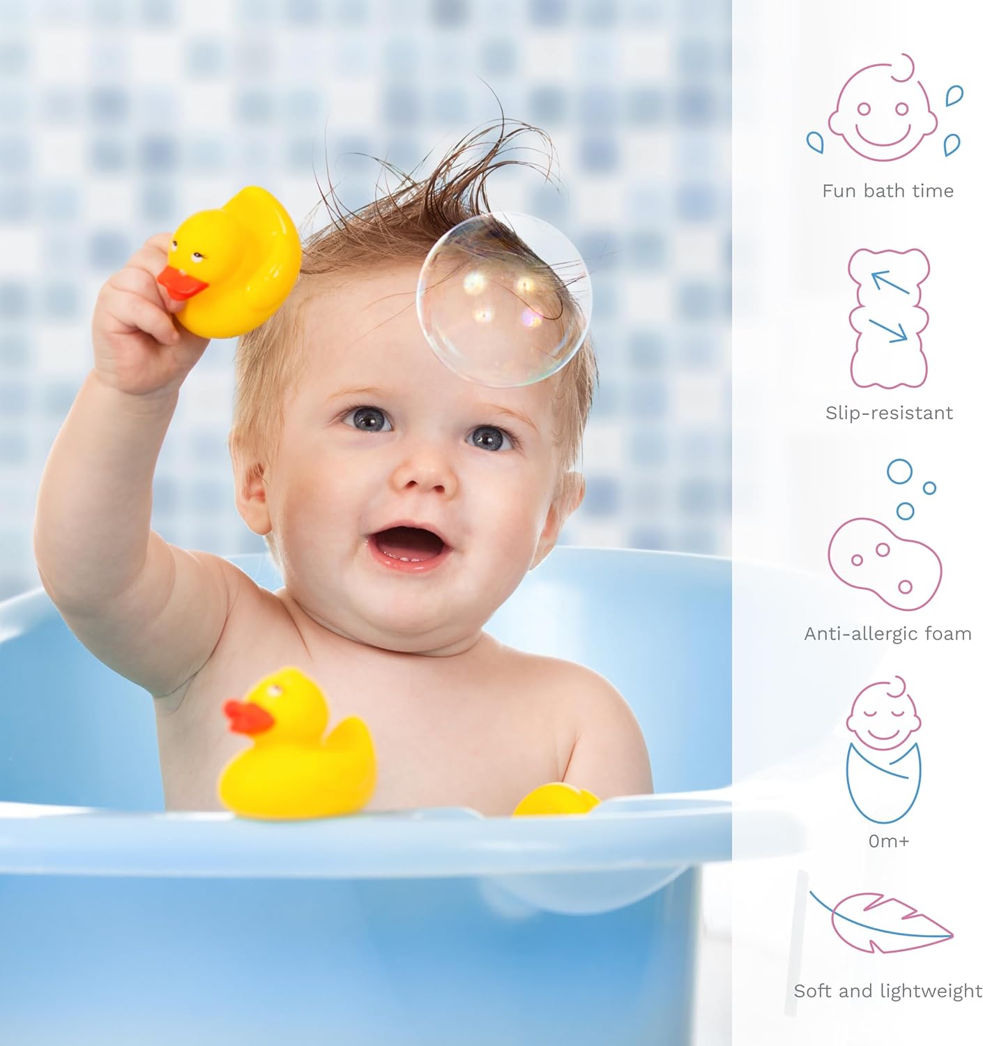 Bathtub Sponge Mat Bath Support for Infant & Baby - shopnewy