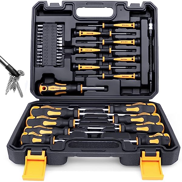 Magnetic Screwdrivers Set with Case, Amartisan 42-piece Includs Slotted, Phillips, Hex, Pozidriv,Torx and Precision Screwdriver Set Tools for Men 42-piece Magnetic Screwdrivers Set