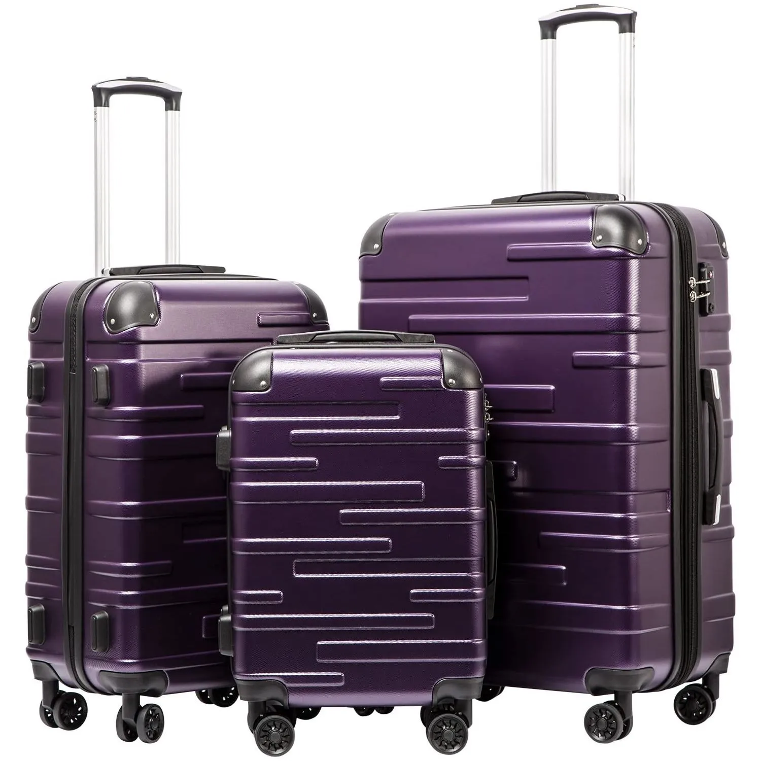 COOL Luggage Expandable Suitcase 3 Piece Set with TSA Lock Spinner 20in24in28in