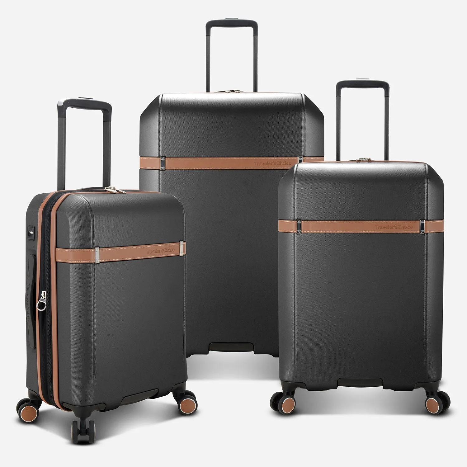 3 Piece Luggage Suitcase Set with 4 Spinner Wheels | Carry On with USB Port, Medium Checked, and Large Checked Suitcase