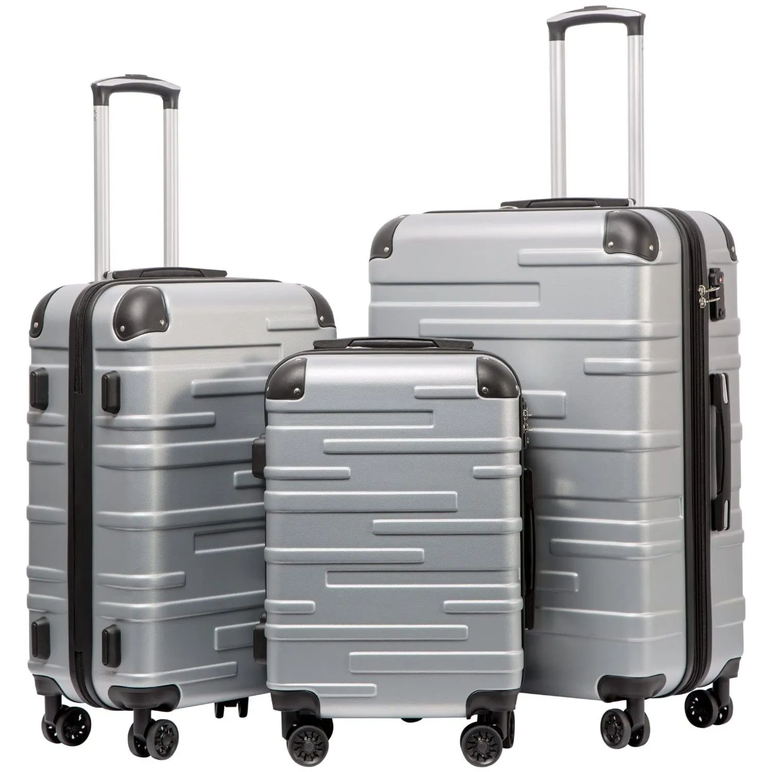 COOL Luggage Expandable Suitcase 3 Piece Set with TSA Lock Spinner 20in24in28in