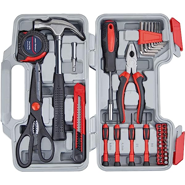 39 Piece Tool Set General Household Hand Kit with Plastic Toolbox Storage Case Orange