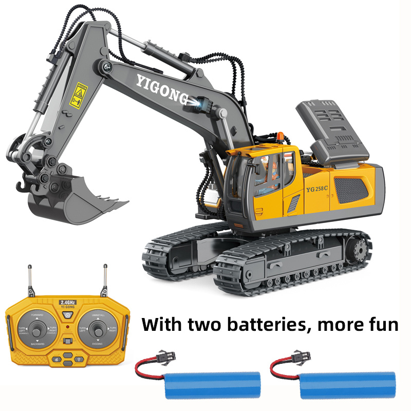 Remote Control Excavator Toy - 11 Channel RC Construction Bulldozer with Light & Sound, Perfect Gift for 6-10 Year Old Boys!