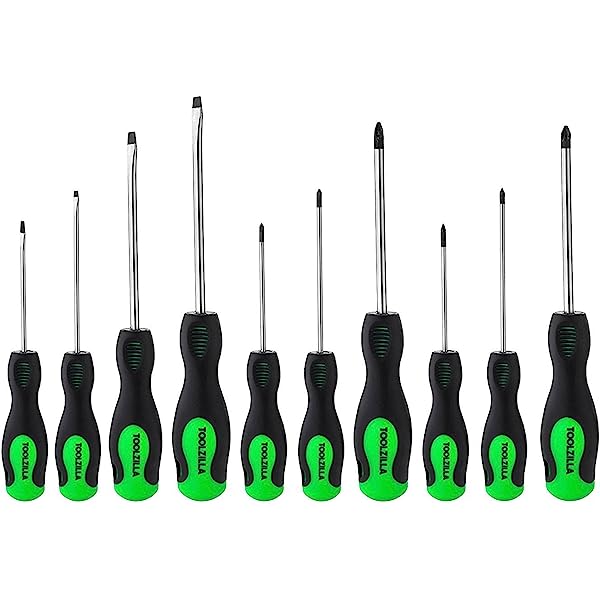 Screwdriver Set, 10 Piece Magnetic Screwdriver Tool Set for DIY Hand Tools. High performance Set | Screwdriver with Comfort Grip, Cross-Head Screwdriver Heads, Flat Heads. 10 Pieces