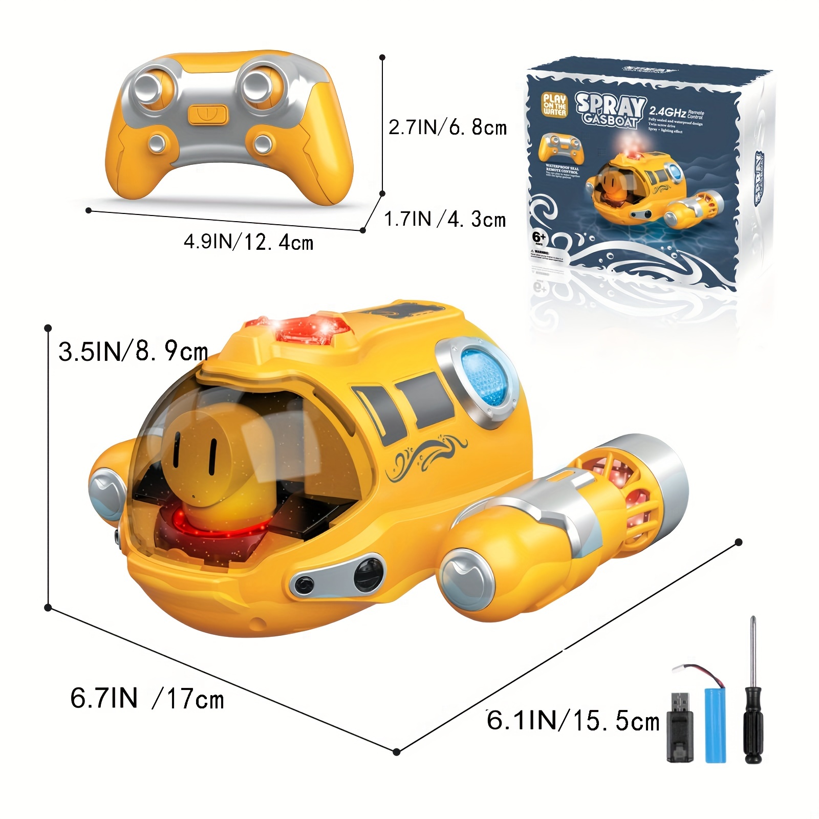 TUSEANG Remote Control Boat Pool Toys: 2.4Ghz RC Boat Water Toy with Light Up Spray & Waterproof Remote - Perfect Gift for Kids & Boys Girls!