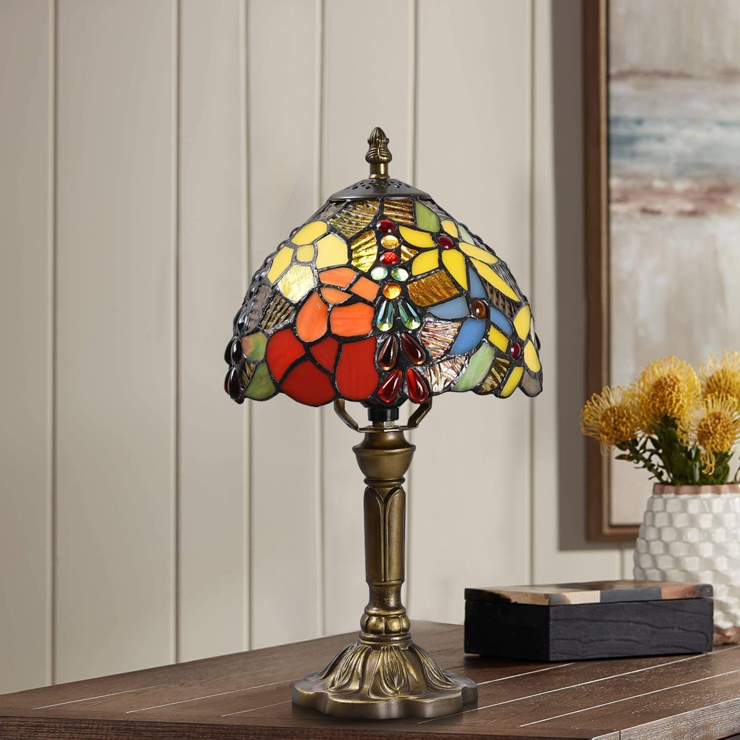 Lamp For Living Room ,Table Top Stained Glass Bedside Table Lamp For Bedroom