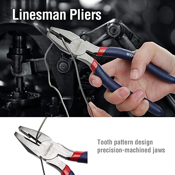 7-piece Pliers Set (8-inch Groove Joint Pliers, 6-inch Long Nose, 6-inch Slip Joint, 4-1/2 Inch Long Nose, 6-inch Diagonal, 7-inch Linesman, 8-inch Slip Joint) for DIY & Home Use