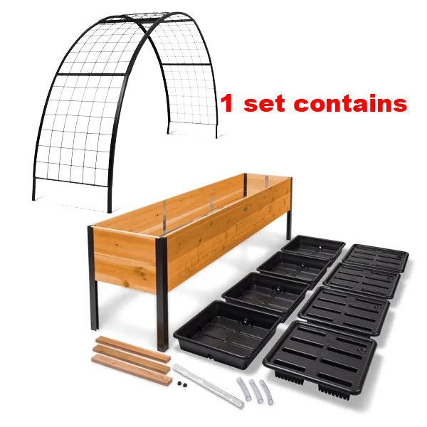 💥Self-Watering Eco-Stained Elevated 2'x8' Planter Box with Arch Trellis💥Flash sale ⚡ Limited Stock